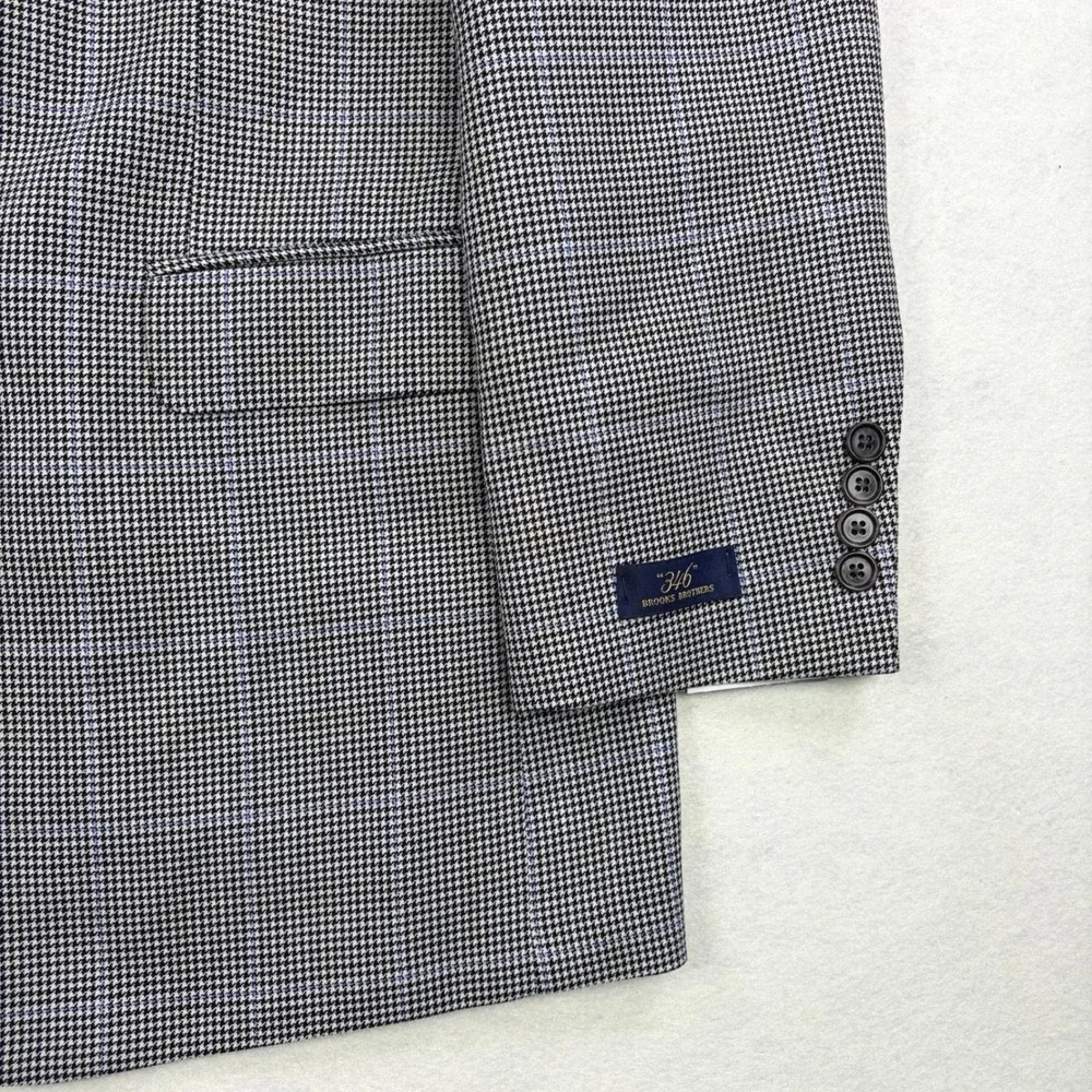 NWT! Brooks Brothers 346 Mens 40R Wool Houndstooth Blue Windowpane Sport Coat